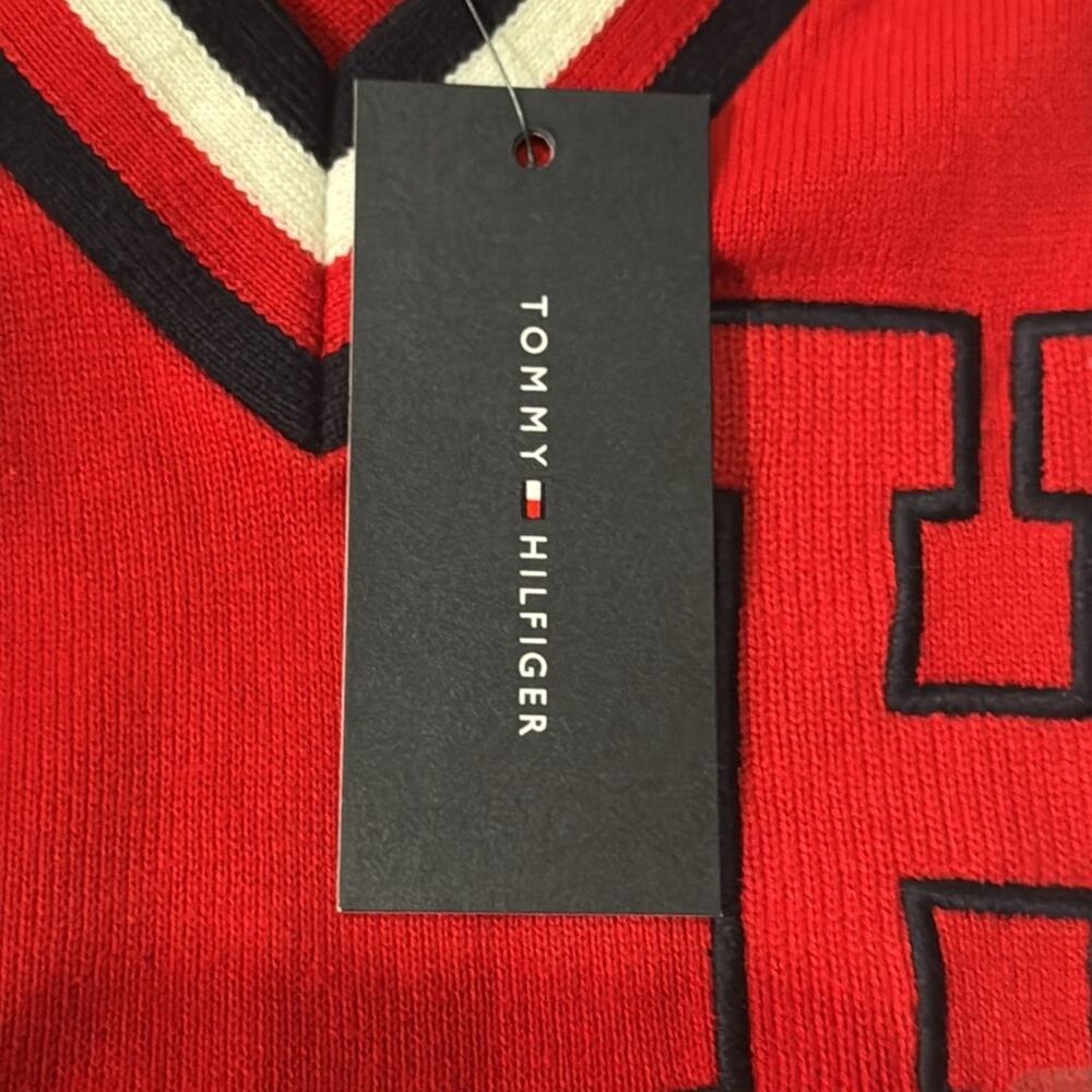 NWT Tommy Hilfiger Letterman H Red Navy Blue White Sweater Size XS - Picture 5 of 5